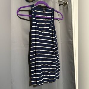 Rue21 Navy and Cream Striped Top